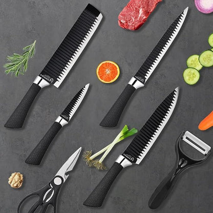 Camin , Non-Stick Knife Set, 6 Pcs, High Carbon Stainless Steel, Ergonomic Soft Grip Handles, Super Sharp, for Kitchen, Professionals, Chef