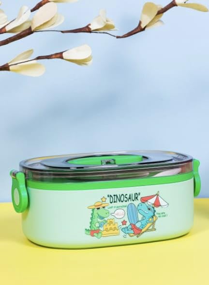 CAMIN Lunch Box for School Kids | Unicorn Lunch Box with Spoon, Compartment Lunch Box, Tiffin Box for School, Lunch Box for Kids, Lunch Box Container, Lunch Box for Dry Foods (Dinosaur)