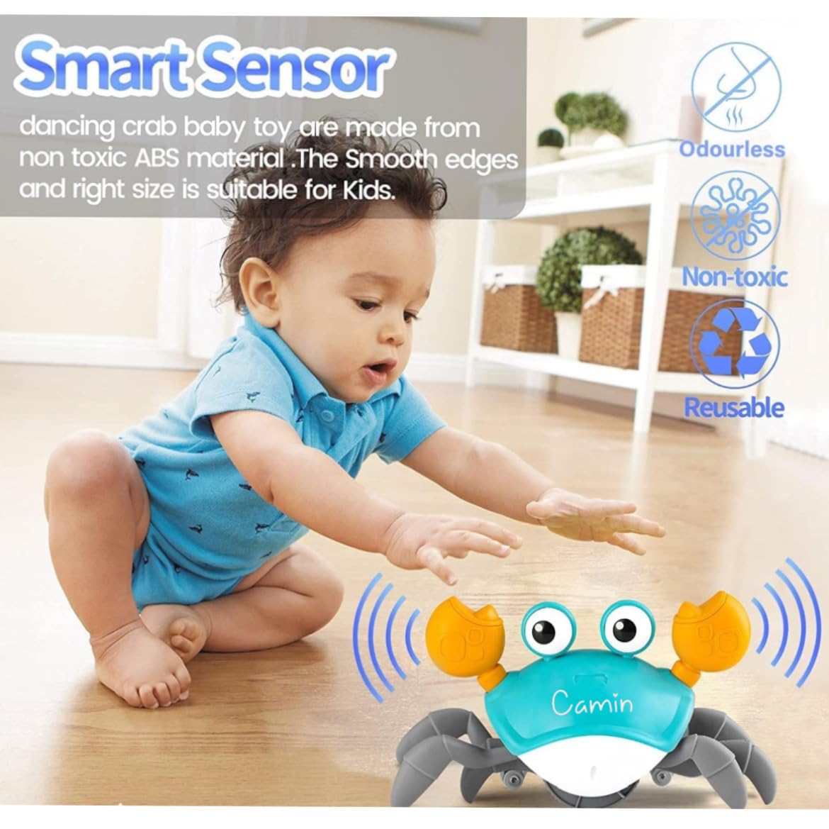 Camin Crawling Crab Toy Baby Musical Kids Toy with LED Lights & Rechargeable Battery | Interactive Early Learning and Entertainment Toys for Kids Toddlers & Infants