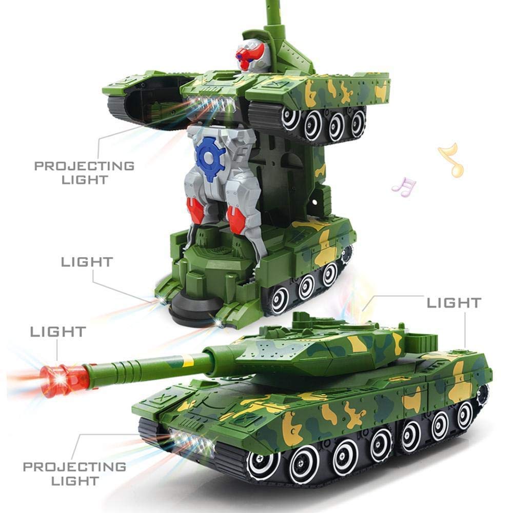 Camin Deformation Combat Electronic Robot Car Tank Deformation Robot Toy with Light, Music and Bump Function Tank Robot Toys