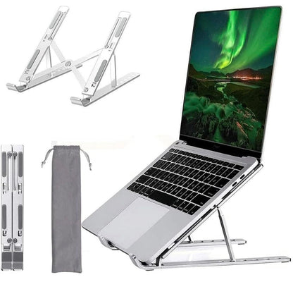 CAMIN 6 Angles Adjustable Aluminum Ergonomic Foldable Portable Tabletop Laptop/Desktop Riser Stand Holder Compatible for MacBook, HP, Dell, Lenovo & All Other Notebook (Silver)