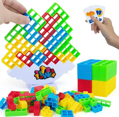 Camin 16 Pcs Tower Balance Stacking Building Blocks Game, Board Games for 2 Players Family Games, Parties, Travel, Kids & Adults Building Blocks Toy (Modern Plastic)