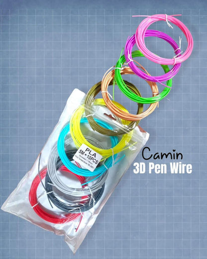 Camin PLA Filament 5m Each Set of 10 | 3D Pen PLA | 3D Pen filaments| 3D PLA Filaments | 3D Pen Wires 5m Each