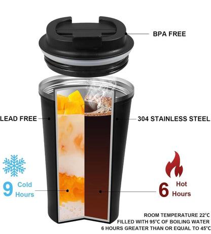 CAMIN Coffee Mug| Vacuum Insulated with Temperature Display Coffee Mug| Vacuum Insulated Hot & Cold Double Wall Thermosteel Travel Mug