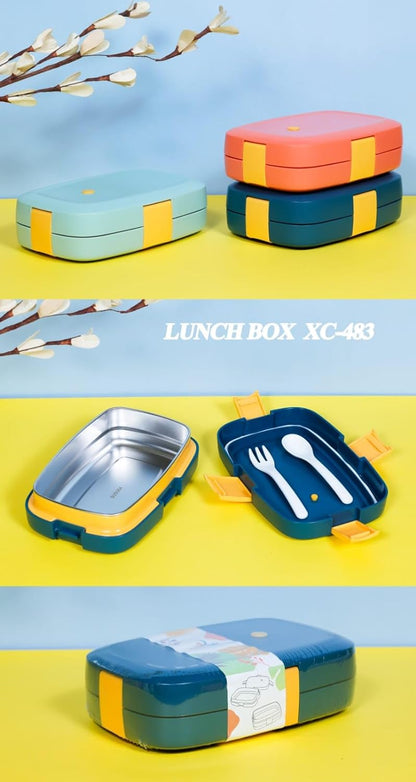 CAMIN Lunch Box for Kids| Lunch Box for School | Rectangular Lunch Box | Best Lunch Box for Kids | Plastic sppon and Fork Included (Pink)