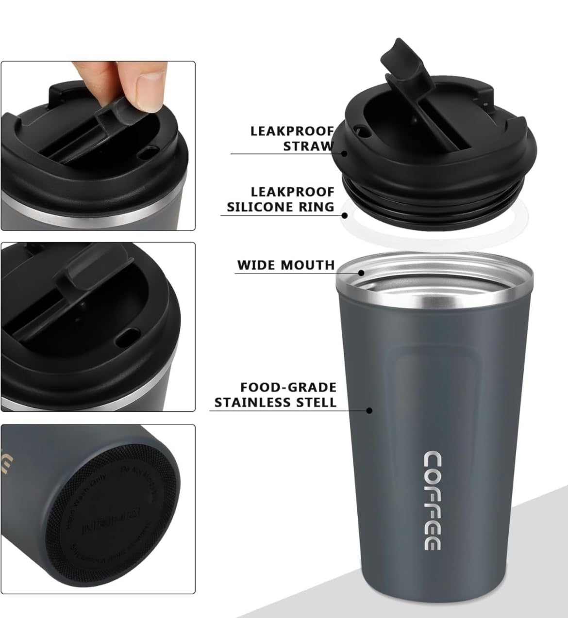 CAMIN Coffee Mug| Vacuum Insulated with Temperature Display Coffee Mug| Vacuum Insulated Hot & Cold Double Wall Thermosteel Travel Mug