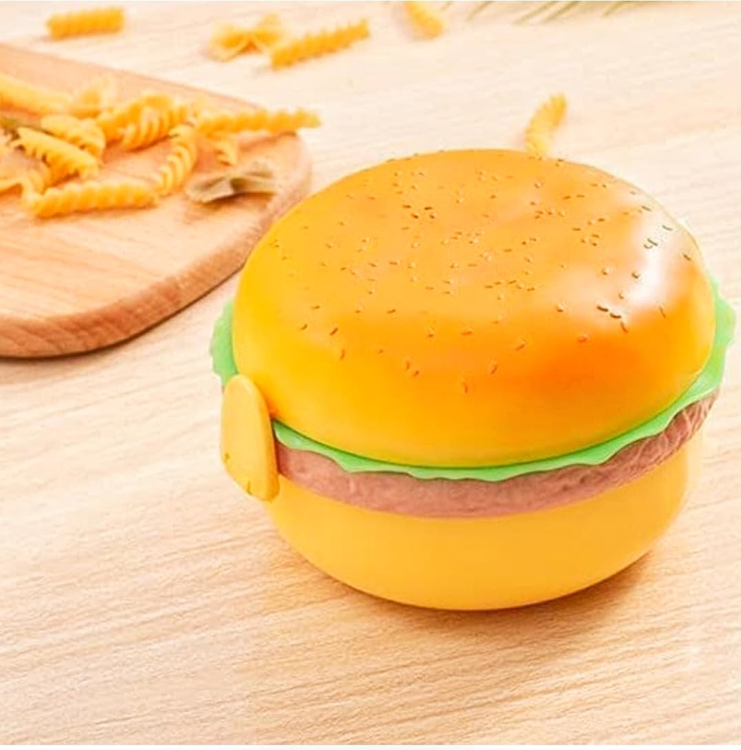 CAMIN Burger Shaped Kids Lunch Box, Leak Proof Plastic with Compartments