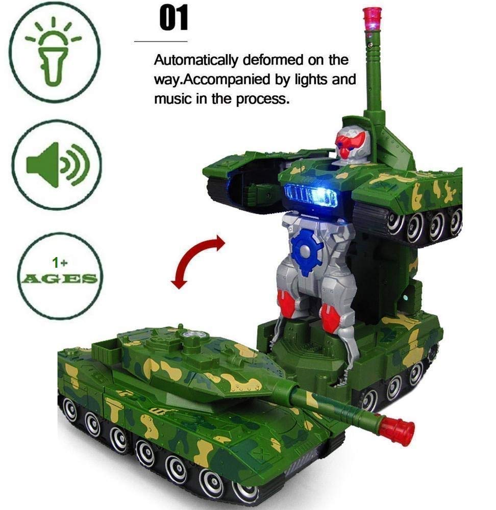 Camin Deformation Combat Electronic Robot Car Tank Deformation Robot Toy with Light, Music and Bump Function Tank Robot Toys