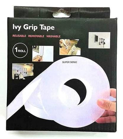 CAMIN Double Sided Tape 3m x 3 Cm, Heavy Duty, Transparent IVY Grip Tape, Removable Traceless Mounting Best Suited for Wall Tape, Kitchen, Home Décor & DIY (2)