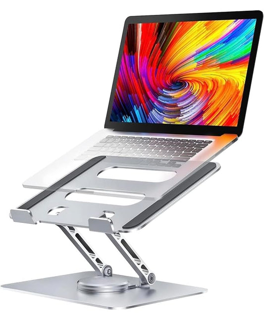 CAMIN Adjustable Laptop Stand with 360° Rotating Base Tabletop Laptop Stand Ergonomic Foldable Portable Laptop Stand Holder Compatible for MacBook, HP, Dell, Lenovo & All Other Notebook (Sliver)