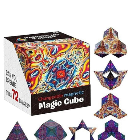 Camin Magic Cube Shape Shifting Puzzle Box - Magnetic Cube Puzzle Fun Cube - Fidget Cube Mind-Challenging Fun Game Magnetic Cube Transforms Into Over 72 Shapes