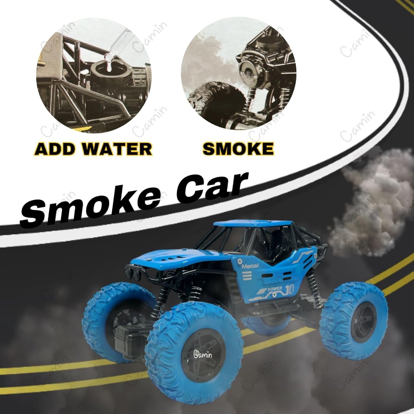 Camin Remote Control Monster Truck Rock Crawler, Smoke Effect, Climbing RC Toy Vehicle Car for Kids, Boys and Girls (Black)