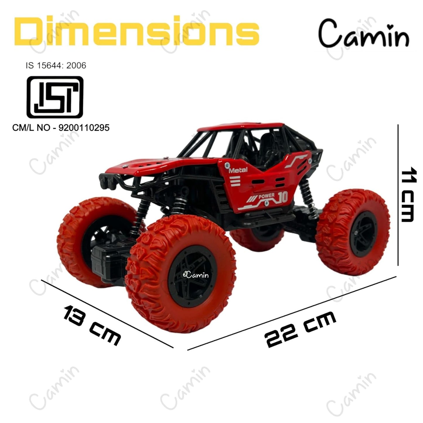 Camin Remote Control Monster Truck Rock Crawler, Smoke Effect, Climbing RC Toy Vehicle Car for Kids, Boys and Girls (Black)