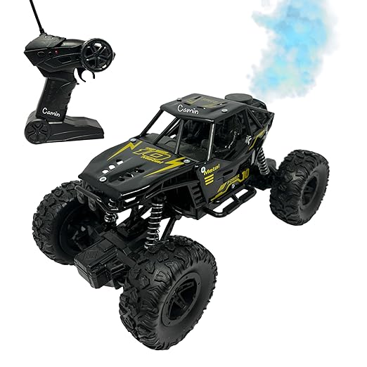 Camin Remote Control Monster Truck Rock Crawler, Smoke Effect, Climbing RC Toy Vehicle Car for Kids, Boys and Girls (Black)