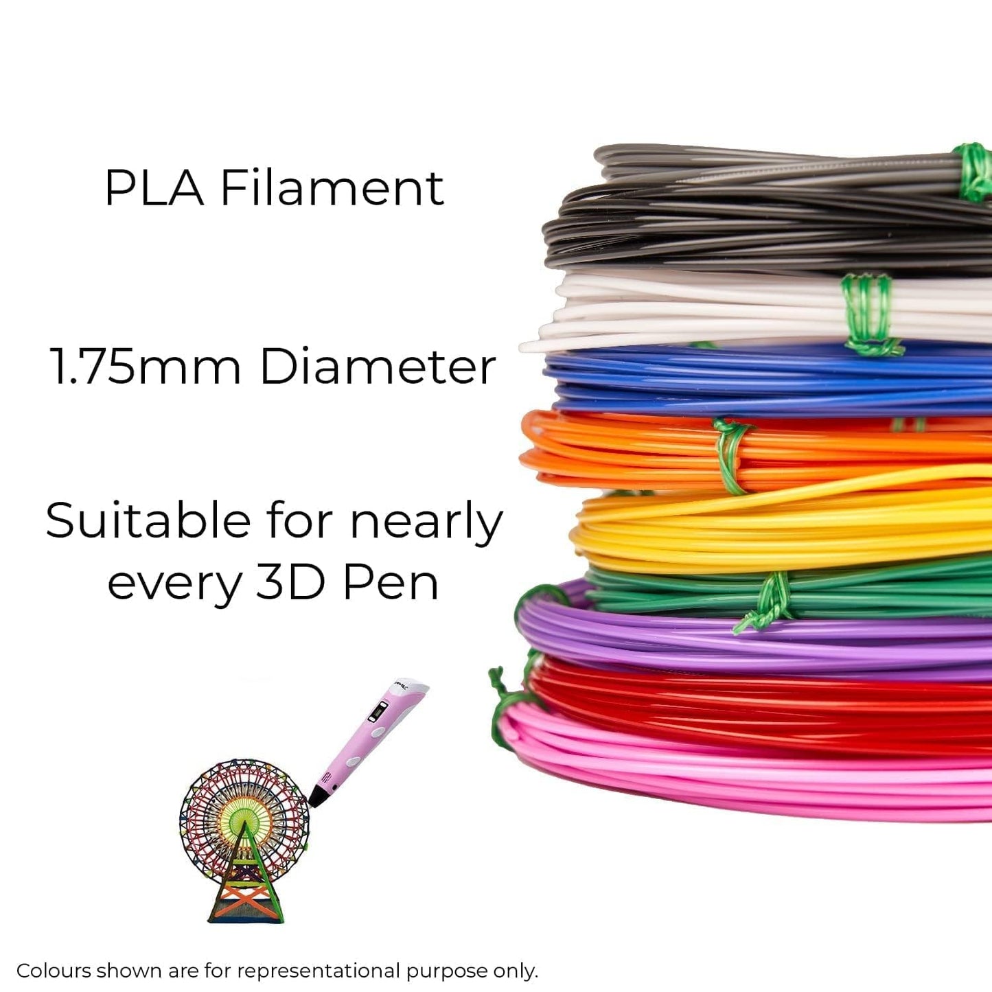 Camin PLA Filament 5m Each Set of 10 | 3D Pen PLA | 3D Pen filaments| 3D PLA Filaments | 3D Pen Wires 5m Each