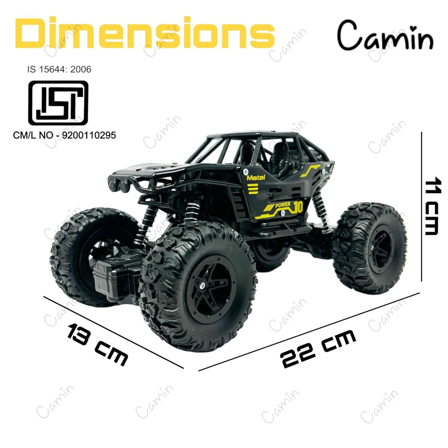 Camin Remote Control Monster Truck Rock Crawler, Smoke Effect, Climbing RC Toy Vehicle Car for Kids, Boys and Girls (Black)