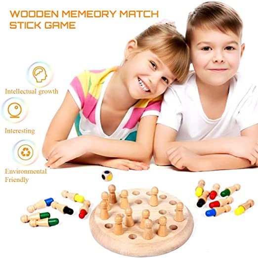 Wooden Memory Match Stick Chess Game Set, Funny Block Board Game